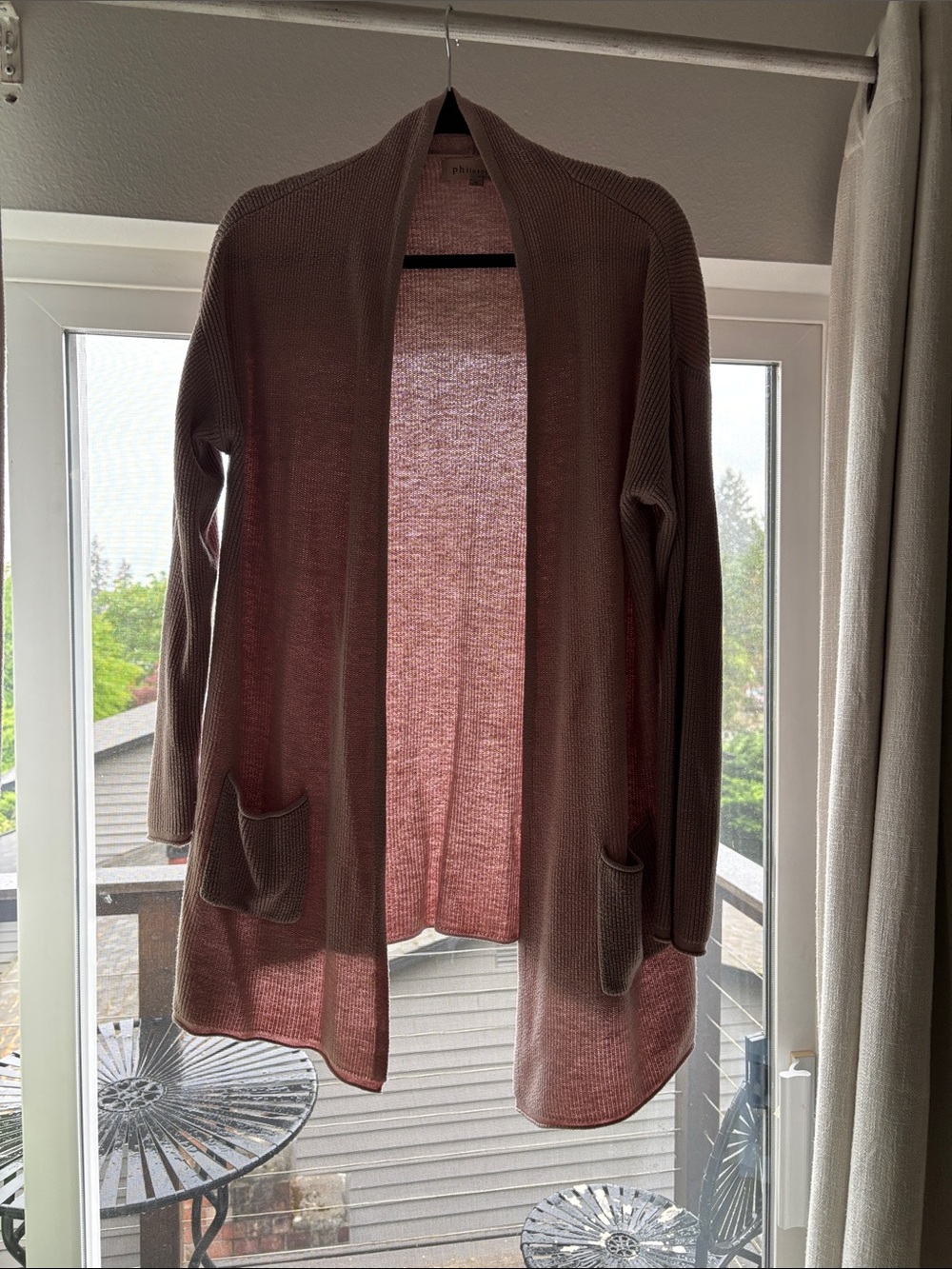 Philosophy Open-Front Cardigan in Muted Mauve